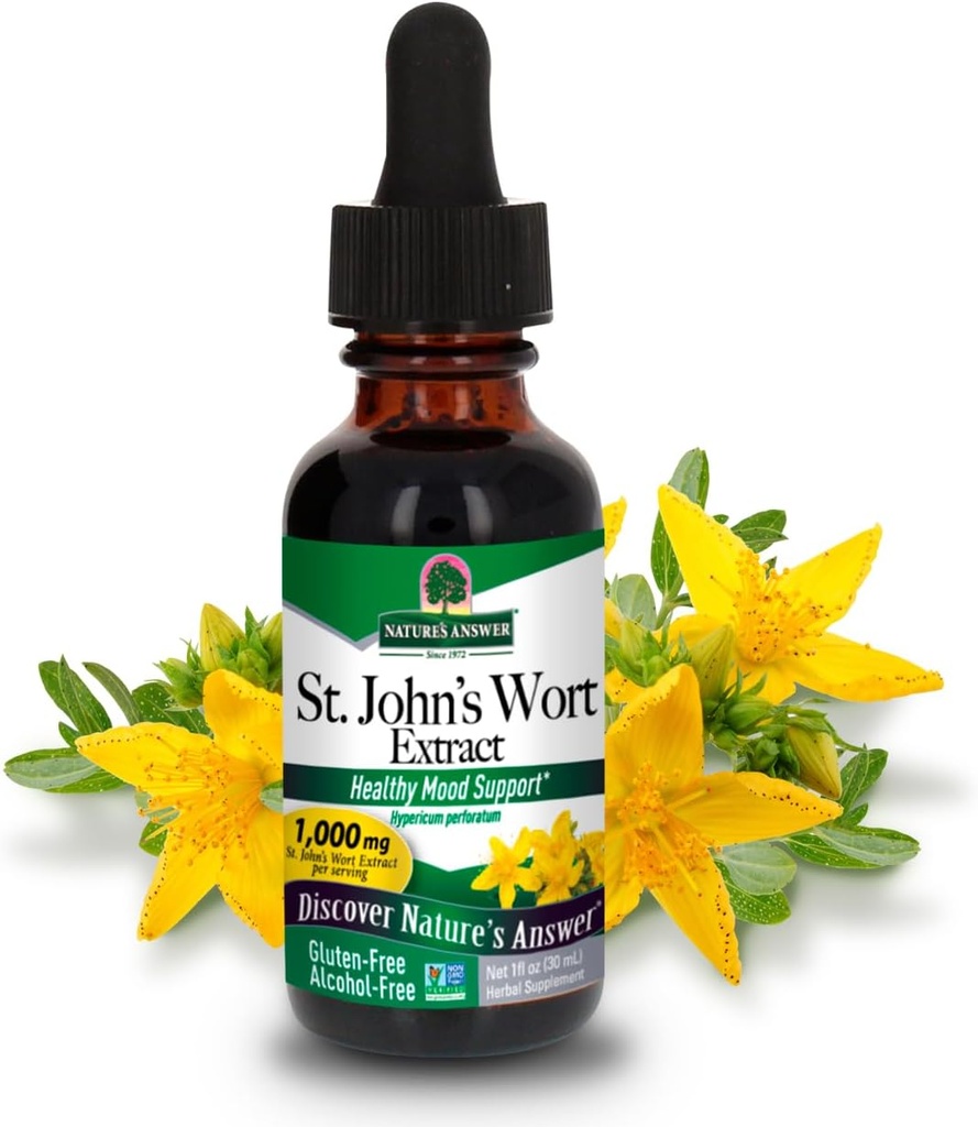 Nature's Answer St. John's Wortアルコールフリー液体エキス(Hypericum Perforatum) | ヘルシーな気分のサポート | 非GMO、コーシャ&グルテンフリー1oz