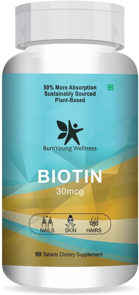 ビオチン30mcg、毛の成長のための補足、強い毛および輝く皮は、釘のbrittleness 90のタブレットを戦います