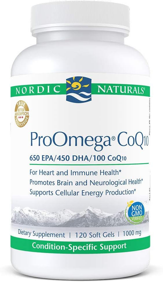 Nordic Naturals ProOmega CoQ10 - 魚油, 650 mg EPA, 450 mg DHA, 100 mg CoQ10, 神経疾患と細胞エネルギーの生産を促進*, 120 軟ゲル