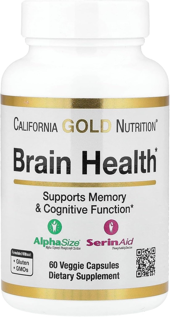 カリフォルニアゴールド栄養脳の健康アルファ-グリセロホスフェリルコリン、カルシウム、リンおよびホスファチジルセリン、60ベジギーカプセル
