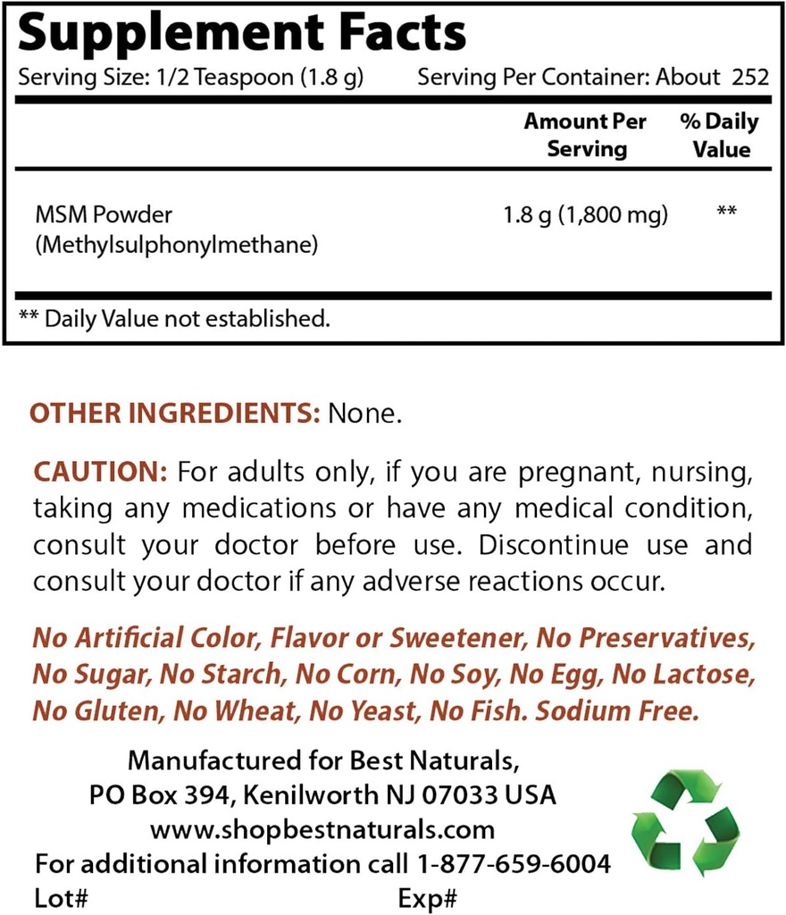 ベストナチュラルズMSMパウダー&B-100コンプレックス