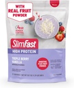 SlimFastの高い蛋白質のスムージーの組合せはフルーツの粉、高い蛋白質の食事の取り替えの粉、繊維、ビタミンC、21のサービング、1.29ポンド、三重の果実のバニラ(5月Varyを詰める)を食事します