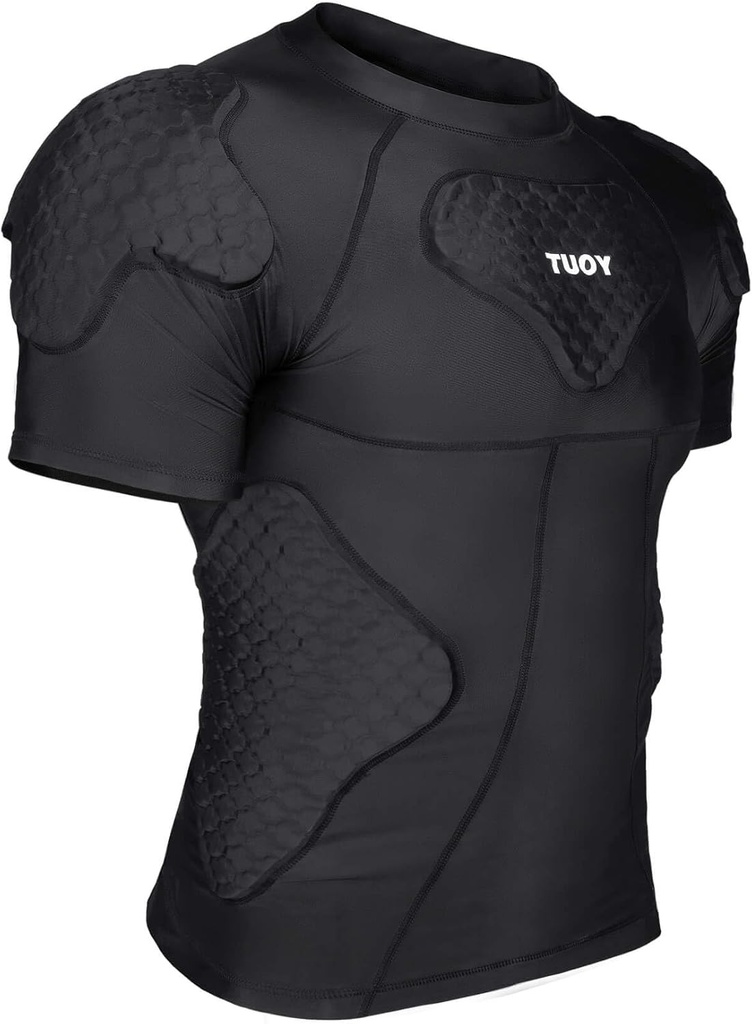 フットボールのペイントボール野球のためのTUOY人のパッドを入れられた圧縮のワイシャツの保護ワイシャツの肋骨の胸の保護装置