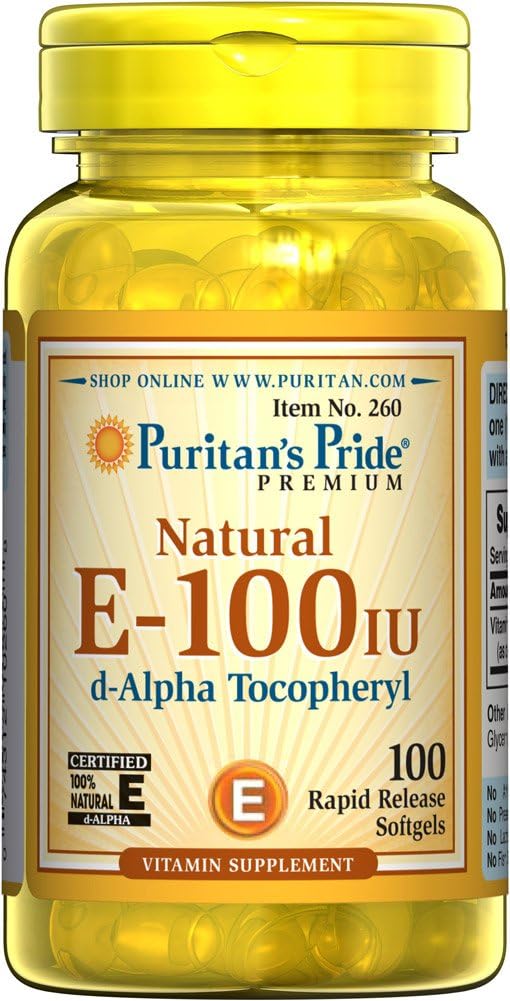 PuritanのプライドビタミンE-100 iu 100%ナチュラル100ソフトジェル