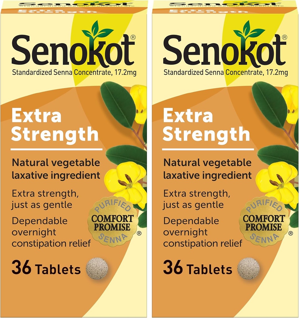 Senokotの余分な強さの自然な野菜は夜中の救助の時事の便秘、36の計算(2のパック)のためのLaxativeを引張ります
