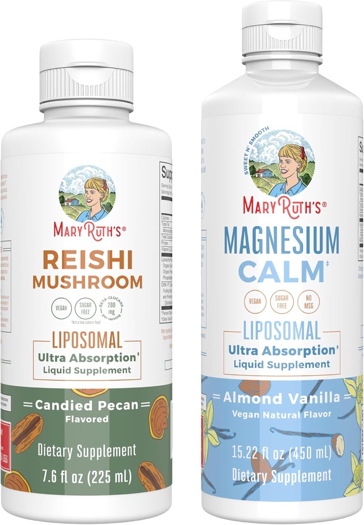 MaryRuth Organic Reishi Liposomal(カンジド・ペカン)&マグネシウム(アーモンド・バニラ) | クリーン・ラベル・プロジェクト Verified® | 免疫・カルム・健康のためのビタミン | ヴィーガン・非GMO・グルテンフリー