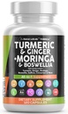 きれいなNutraceuticalsターメリックモリンガサプリメント | ジンジャーボスウェリアサフラン - セイロンシナモン、タルトチェリー、ケルセチンガリックネトル聖バジと女性と男性のためのサプリメント - 1パック