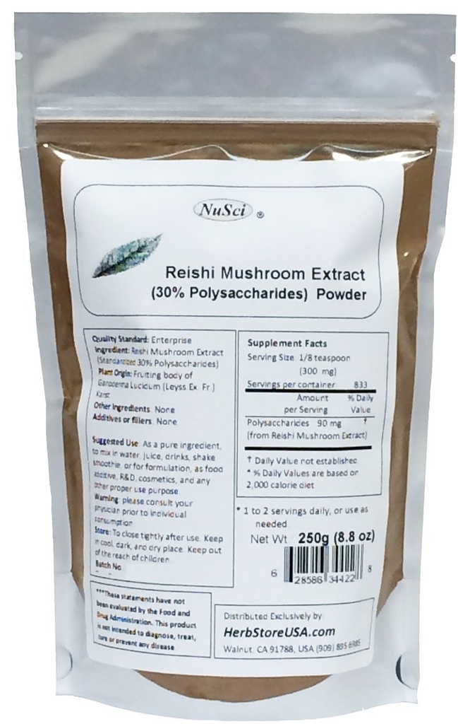Reishiのきのこのエキスの粉は30%の多糖類250グラム(8.8のoz)を標準化しました