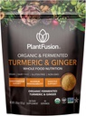 PlantFusionターメリックとジンジャードリンクミックス - 発酵食品栄養、クルミノイドとハーブサプリメントパウダー - USDA認定有機、非GMO、ビーガン、グルテンフリー、4.76オンス30サービング