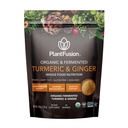 PlantFusionターメリックとジンジャードリンクミックス - 発酵食品栄養、クルミノイドとハーブサプリメントパウダー - USDA認定有機、非GMO、ビーガン、グルテンフリー、4.76オンス30サービング