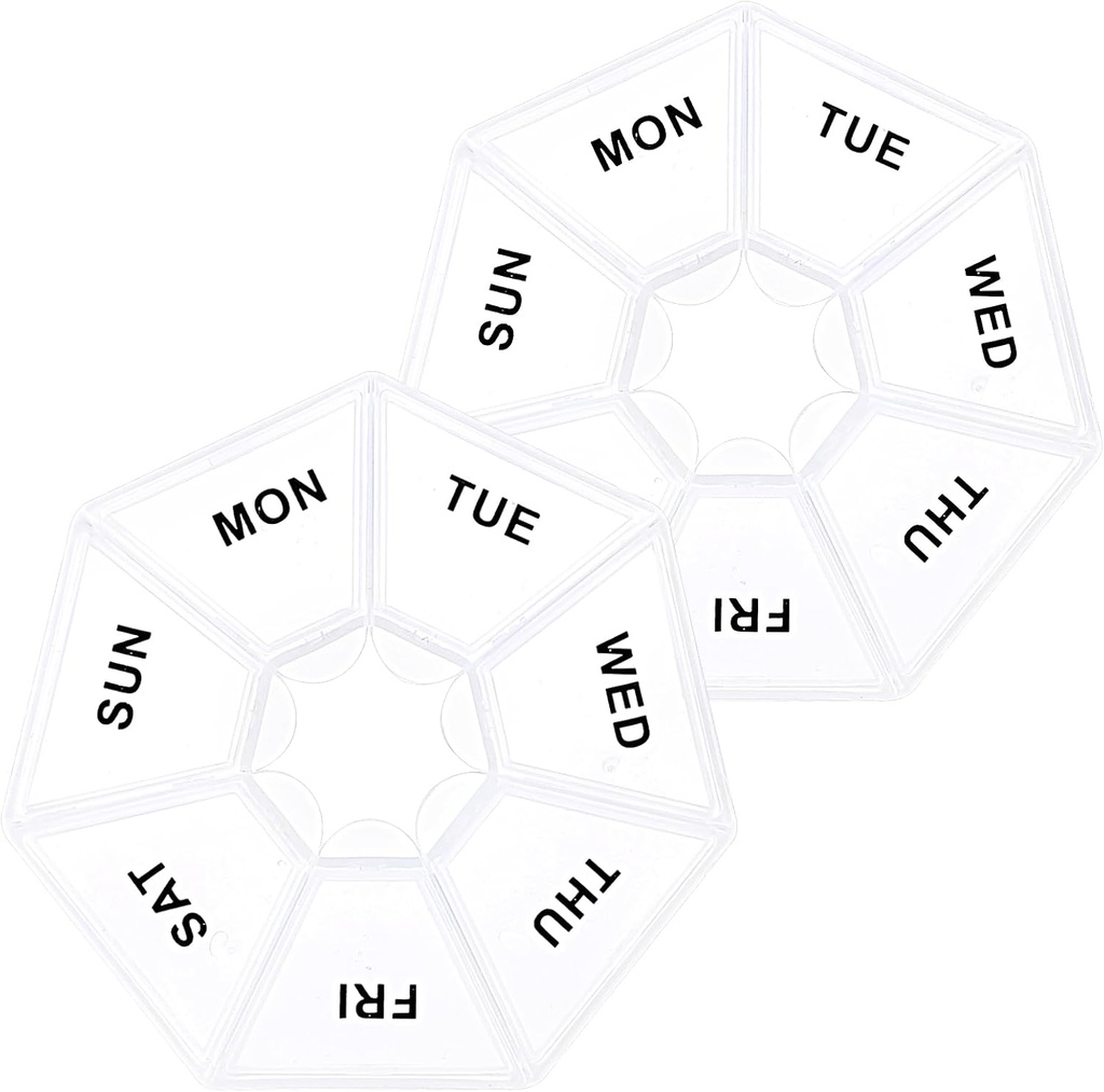 Sibba 7日ピルオーガナイザー、2 PCの薬の丸薬箱、毎日の丸薬のホールダー、ポケットのための携帯用旅行丸薬の容器のホールダー、ビタミンの魚油のための薬のプランナー、補足(クリア)