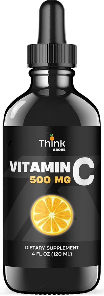 液体ビタミンC - 高用量 - ビタミンCドロップ - 大人と子供用 - 500mg - 液体VIT C - 非GMO - ビタミンC液体サプリメント(4 fl oz 120 ml)