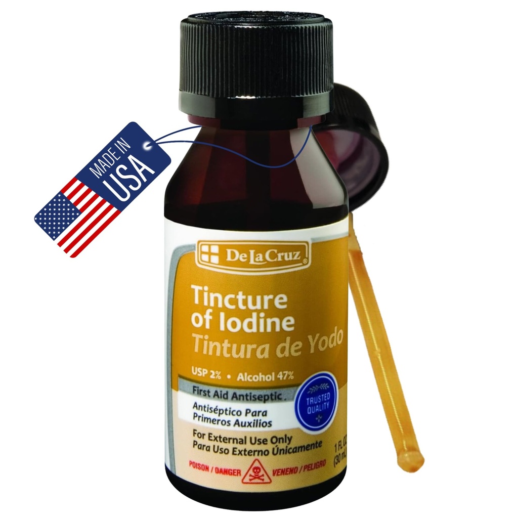 De La Cruz 2% Iodine のファースト・エイドの防腐剤、米国 1 FL OZ (1 本のびんで造られる)