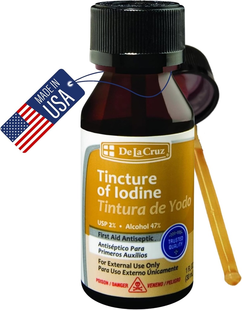 De La Cruz 2% Iodine のファースト・エイドの防腐剤、米国 1 FL OZ (1 本のびんで造られる)
