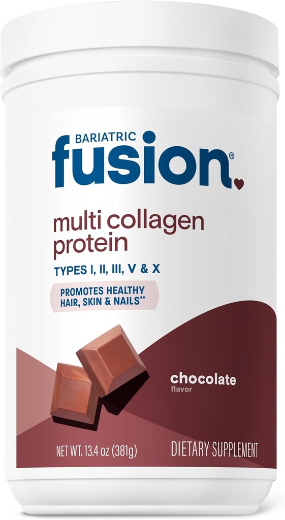 Bariatric Fusion Chocolate Multi Collagen Protein Powder | Hydrolyzed Collagen Peptides Powder Plus Joint Support Complex of MSM and Glucosamine | Type 2 | Dairy, Gluten & Soy Free | 30 Servings