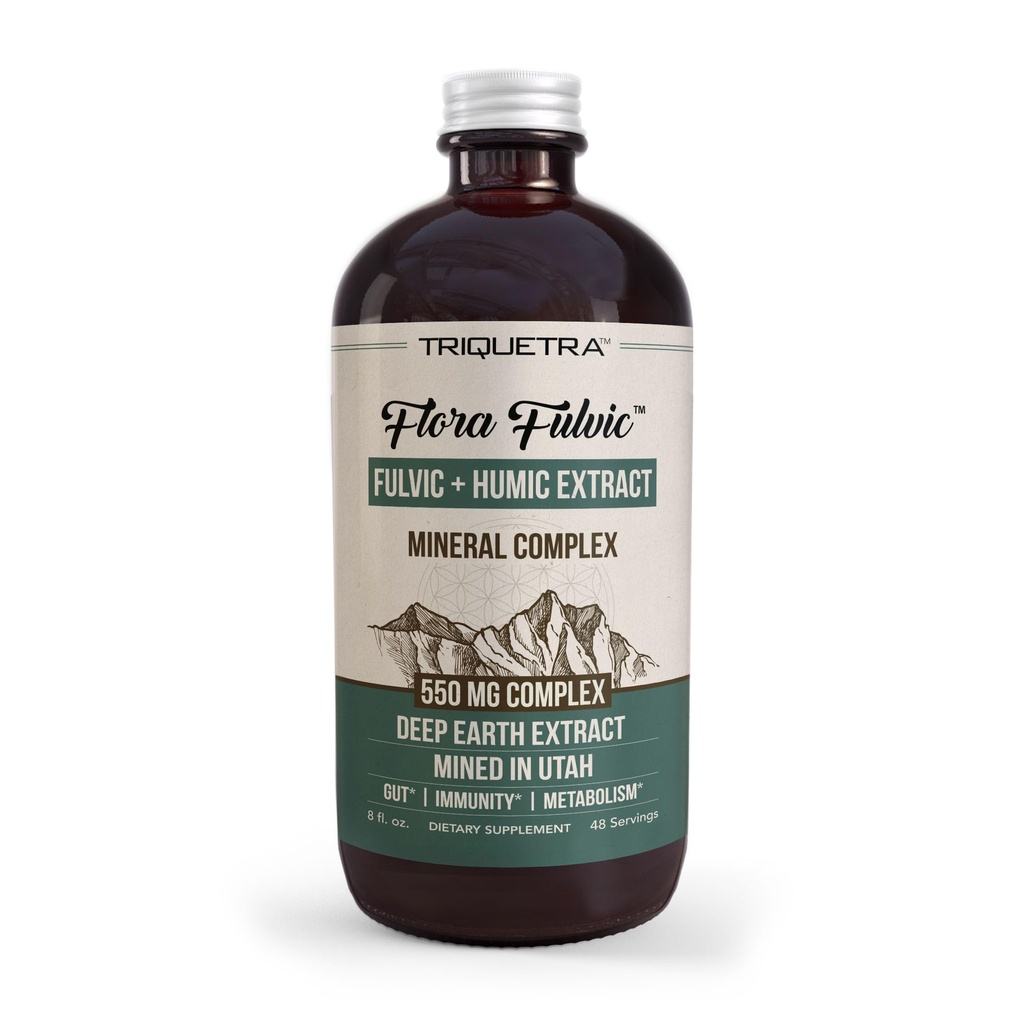 フローラフルヴィク | フルヴィク酸 + ヒューミク酸コンプレックス – 550 mg | ユタ州で採掘, プレヒステリックディープアースエキス | 免疫, 腸, 消化 - 天然トレースミネラルコンプレックス, フルヴィク酸サプリメント – 8 floz.