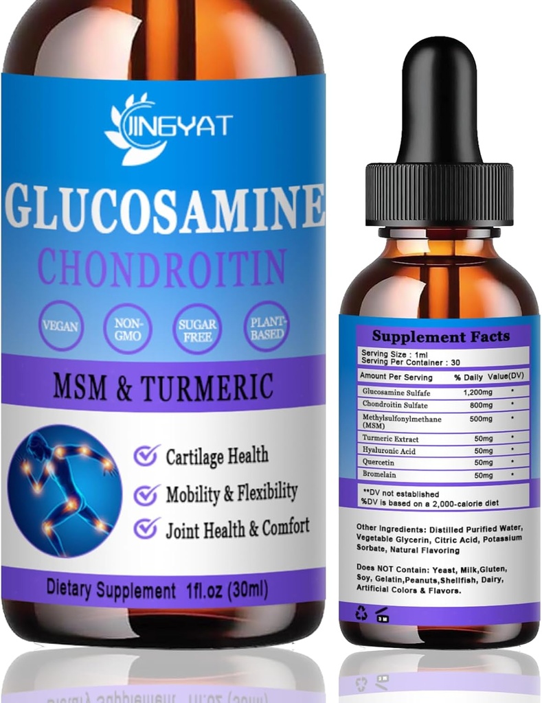グルコサミンのコンドロイチンの液体は2000mgのLiposomal GlucosamineのコンドロイチンMSMのコンドロイチン及びグルコサミンの栄養物の補足w/Turmericのエキス、Hyaluronic酸、ケルセチン及びBromelainを落とします