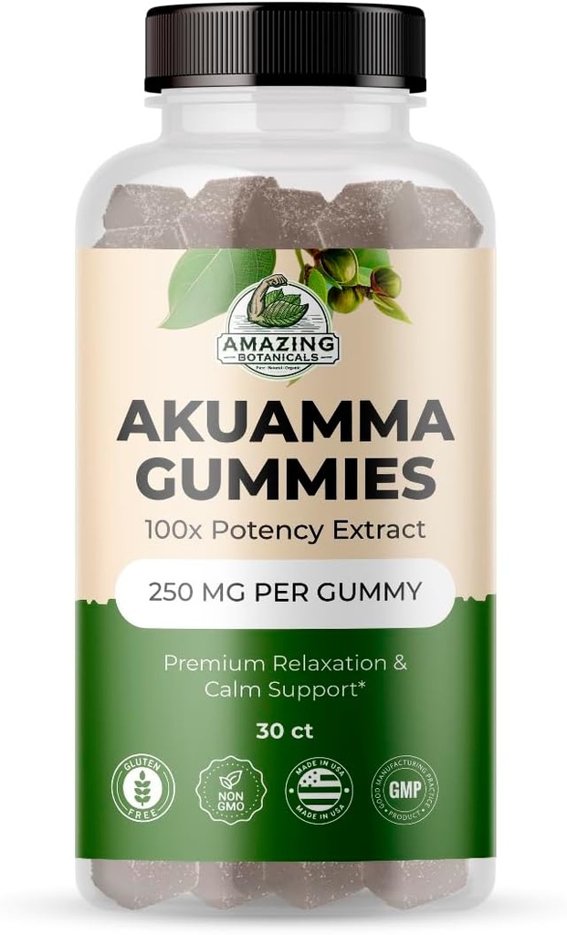 アメイジング植物 Akuamma グミ - 高効力毎日のウェルネスグミ、ビーガン、非GMO、グルテンフリーハーブサプリメント - 250MG 天然野生の果実味(30カウント)