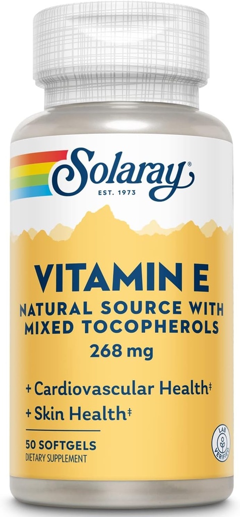 Solaray Vitamin E d-Alpha Tocopherol 268mg (400 IU) | Heart & Skin Health, Antioxidant Activity Support (50 Count)