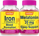 WellYeah Iron+Vitamin C + Melatonin 20mg, Gummies Bundle - Great Tasting, Vitamin Supplement, Gluten Free, GMO Free, Chewable Gummy