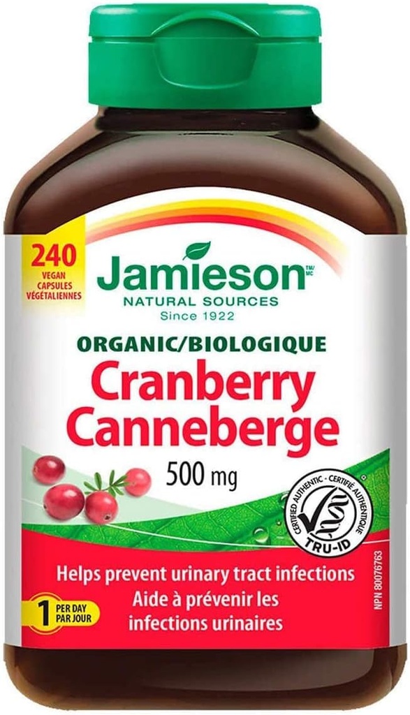Jamiesonクランベリー500mg、240ビーガンカプセル