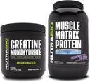 NutraBioクレアチンモノハイドレート、非風味、(150 g)およびマッスルマトリックスタンパク質粉末(Confetti Cake)サプリメントバンドル - 筋肉エネルギー、最大成長、回復、および強度