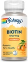 SOLARAY Biotin 1000mcg Lozenges - ビタミンA - 神経機能とセルラーエネルギーサポート - 天然オレンジジュース味、素晴らしい味、60日保証、100サービング、100ロゼンジ