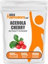 BulkSupplements.com Acerolaチェリーエキスパウダー - 天然ビタミンCサプリメント、Acerolaチェリーパウダー - ビーガン&グルテンフリー、500mg/サービング、500g(1.1ポンド)(パッケージ1)
