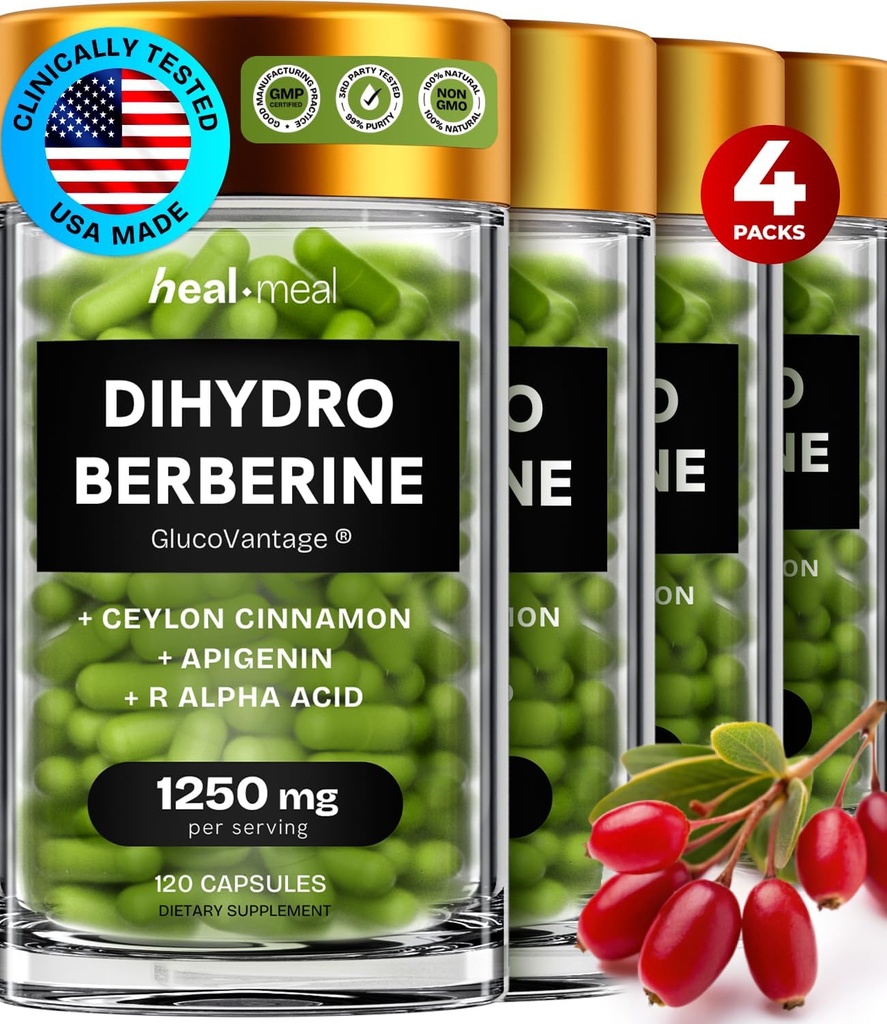Dihydroberineの補足-Dehydro Berberineの補足-Ceylon Cinnamon及びRアルファLipoicの酸及びApigeninの極度のBerberineの補足-Hydroberine 480の帽子(4のパック)