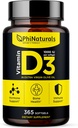 PhiNaturalsのビタミンD3 1000iuのSoftgelsの補足のオリーブオイルの基盤365のゲルはVIT D、ビタミンD 3 1000のiuの1年の供給をおおいます