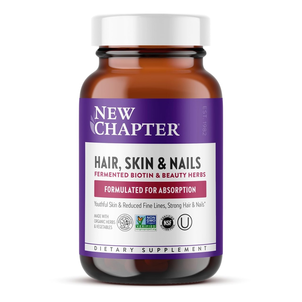新しい章の毛皮及び発酵させたBiotin+astaxanthinのベジタリアンのカプセルが付いている釘のビタミン、30の計算(パッケージ1)