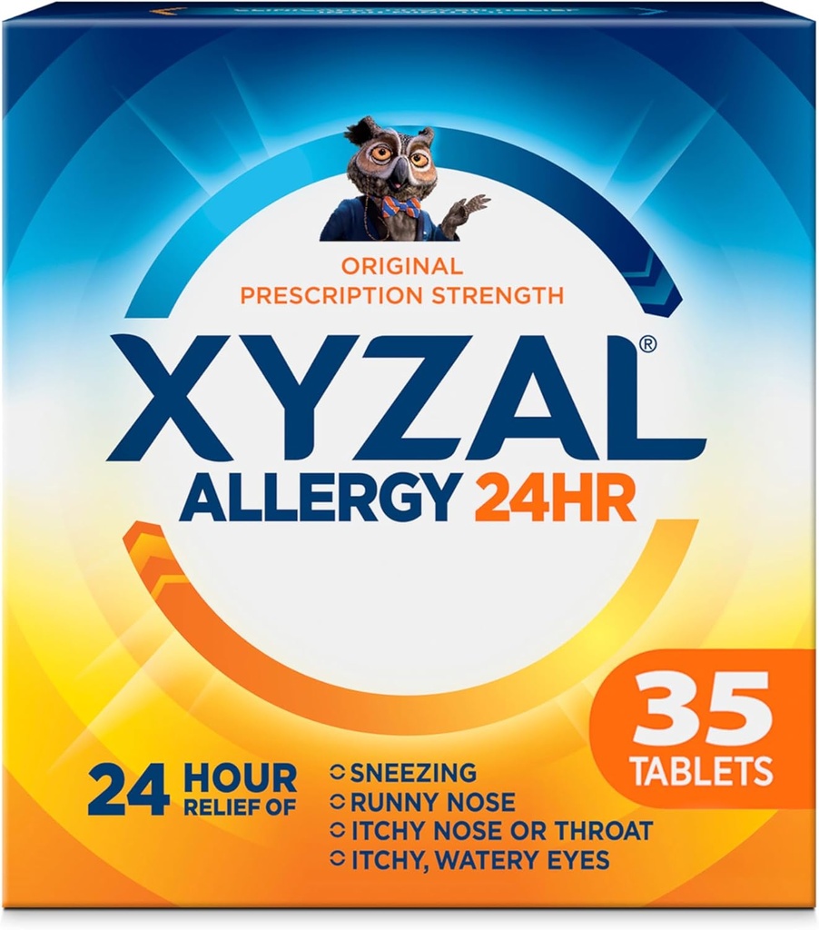 Xyzal 24時間のアレルギーの救助の薬、元の規定の強さのAntihistamine、LevocetirizineのDihydrochlorideのタブレット、5つのmg、35の計算