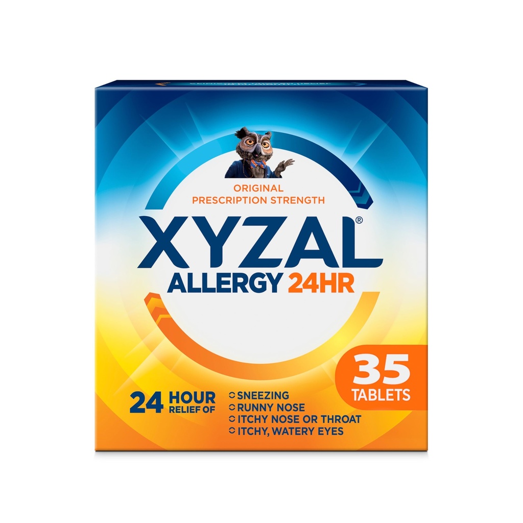 Xyzal 24時間のアレルギーの救助の薬、元の規定の強さのAntihistamine、LevocetirizineのDihydrochlorideのタブレット、5つのmg、35の計算