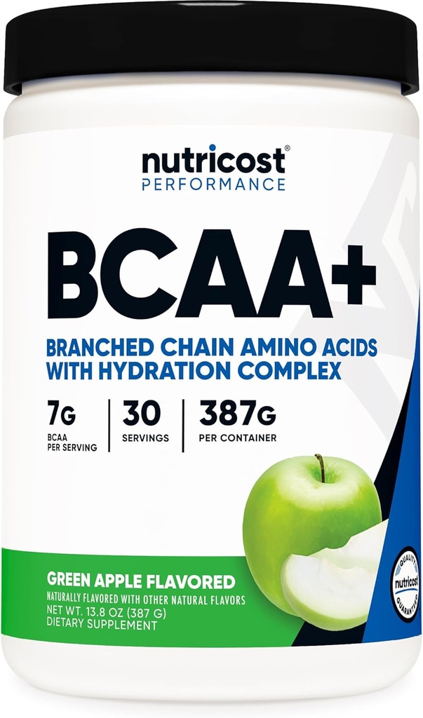 Nutricost BCAA + ハイドレーションパウダー(グリーンアップル)30サービング - 分岐させたチェーンアミノ酸とハイドレーションコンプレックス - グルテンフリー、非GMO
