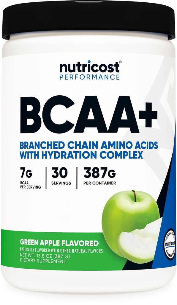 Nutricost BCAA + ハイドレーションパウダー(グリーンアップル)30サービング - 分岐させたチェーンアミノ酸とハイドレーションコンプレックス - グルテンフリー、非GMO
