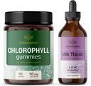 HERBAMAMA Chlorophyllとミルクのこのキット - 50 mg Chlorophyll Gummiesのバンドル & ミルクのこの抽出物は4 fl oz - ビーガン, 非GMO, 砂糖 & アルコールフリー - 2 パック
