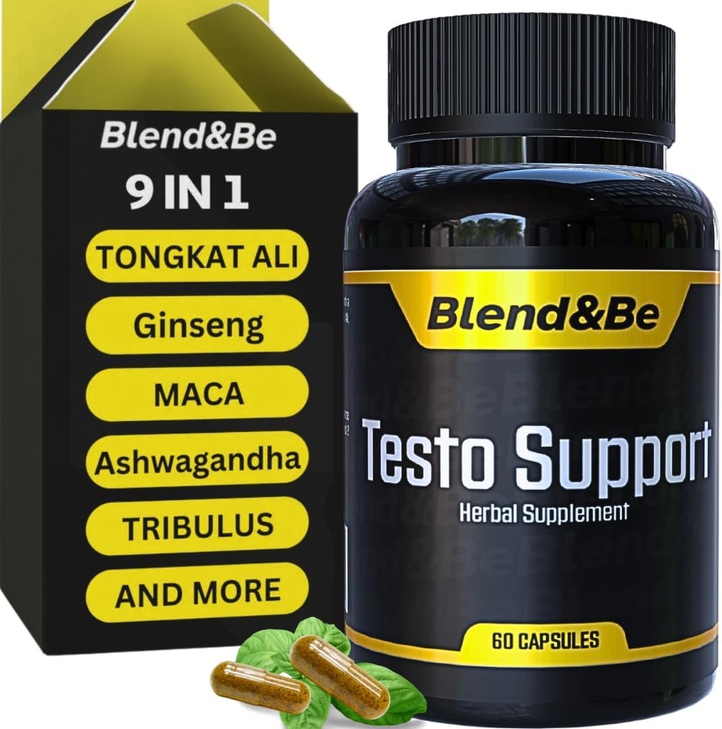 Blend&Be Testoサポート | オールインワンハーブ栄養補助食品 | トンカットアリ、フェヌグリーク、ジンセン、マカ、アシュワガンダ、スピルリナ・トリブラス、ブラックシード、シナモン。 + ★無料電子書籍 ★