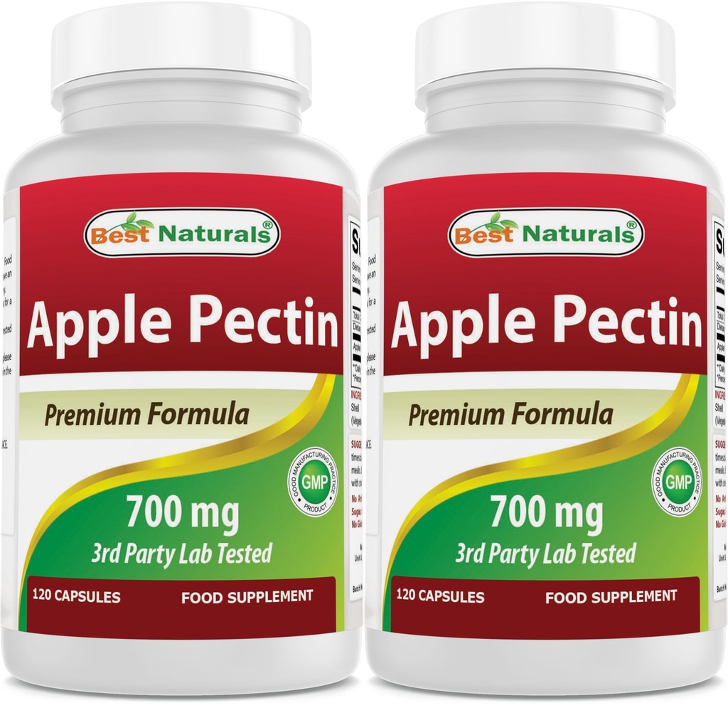 最高のナチュラルアップルペクチン700mg - 食物繊維 - 腸内サポート - 120カプセル(120カウント)