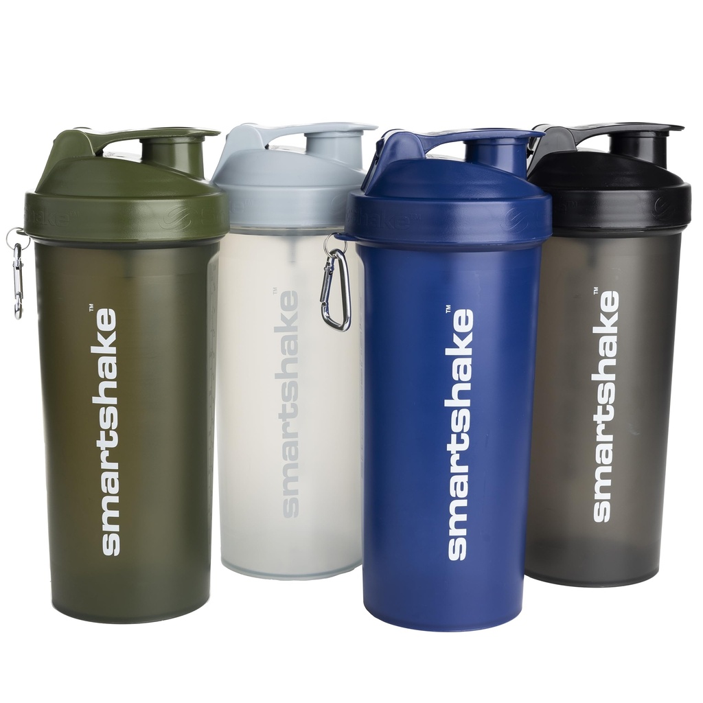 Smartshakeライト4パックプロテインシェーカーボトル1000ml | 34oz - Leakproof Screw-on Lid - BPA無料 - Unisex - ミストグレー、軍グリーン、黒、海軍ブルー