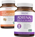 Ashwagandha&Adrenal (2-Month Supply) Adrenal Balance Pack - オーガニックアシュワガンダナチュラルアレンシャル&コルチゾールサポート(120キャップ)&アレンサルシステム&コルチゾールマネージャーL-チロシンファティグサポート(120キャップ)