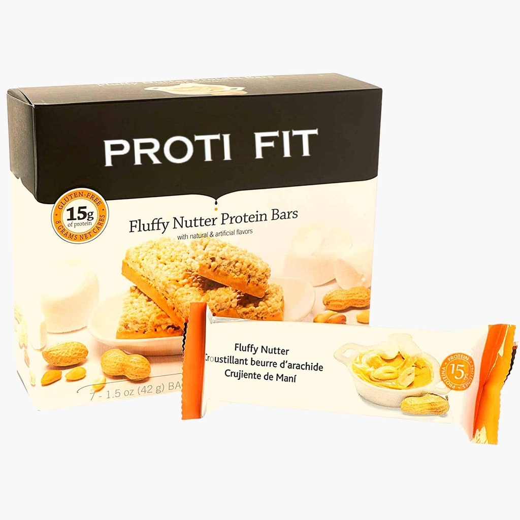 Proti フィット - Fluffy Nutter 低炭水化物プロテインバー、減量と健康的な食事のための低カロリースナック(1パック)