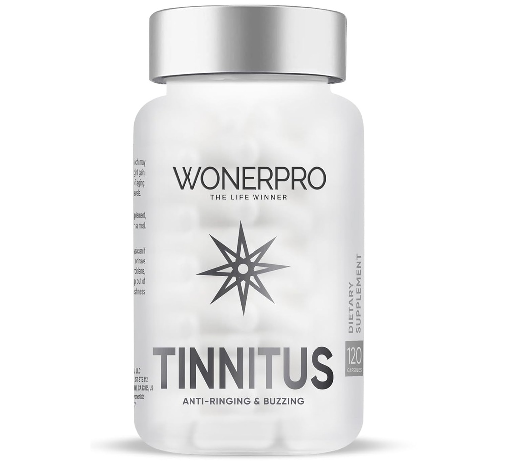 Tinnitus Relief for Ringing Ears, 120 Capsules Ear Health Vitamins Supports Hearing Loss and Reduces Ringing in The Ears for Men & Women