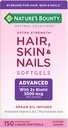 Nature's Bounty Advanced Hair, Skin & Nails, Argan-Infused Vitamin Supplement with Biotin and Hyaluronic Acid, 150 Rapid Release Softgels, 50 Totalサービング