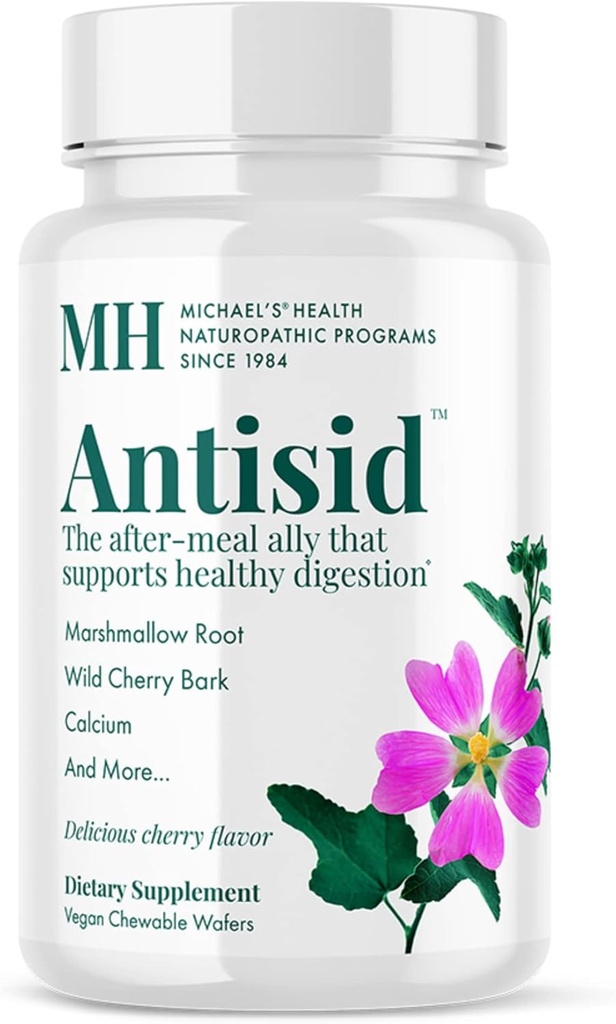 MICHAEL'S Health Naturopathic Program Antisid - 90ビーガンChewableウエファー - ワイルドチェリーフレーバー - 健康的な消化をサポート - Kosher - 30サービング