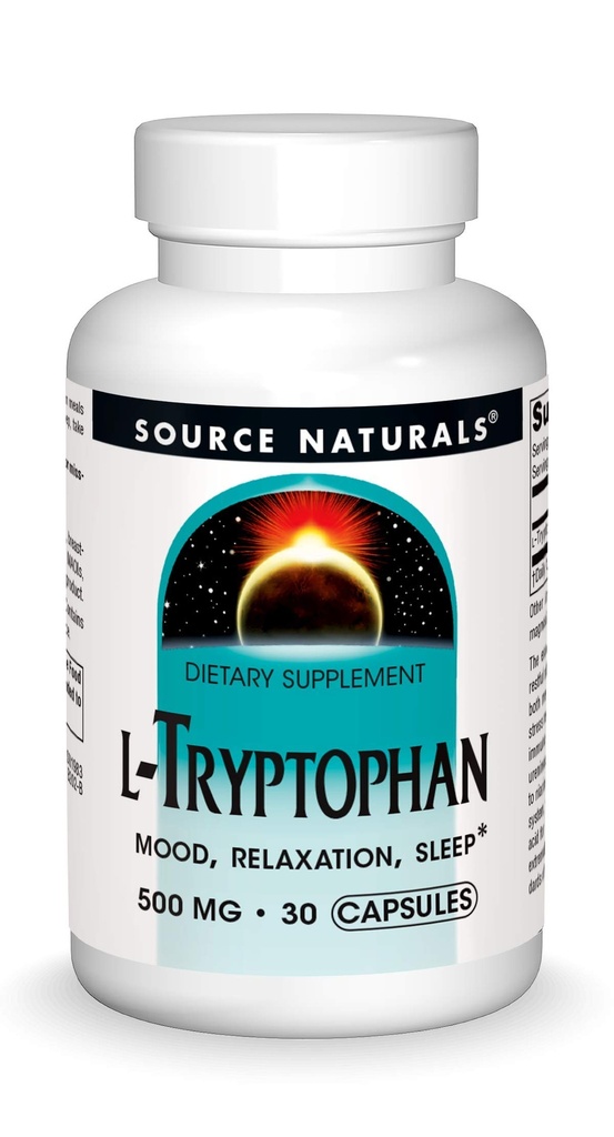 源のNaturals L-Tryptophan、気分、弛緩および眠り*、500mg - 30のカプセルのための