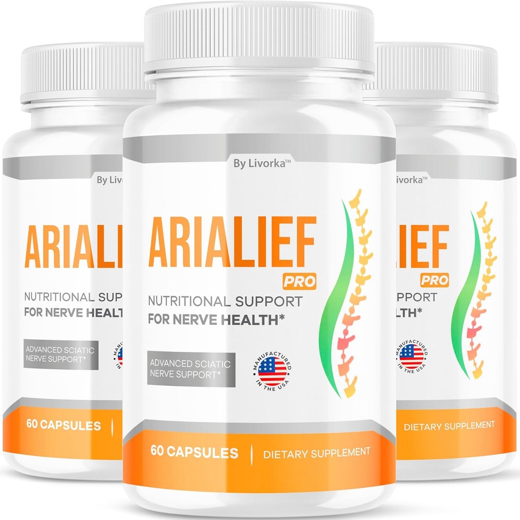 LIVORKA (3 パック) サルカチカのためのアリリーフ プロ カプセル, Nerve Health のための Arialeaf Nutritional Support, Arialeaf Prime Palm Sciatica, Aria Leaf Primepalm Aria LIEF ビタミン, 3 ヶ月