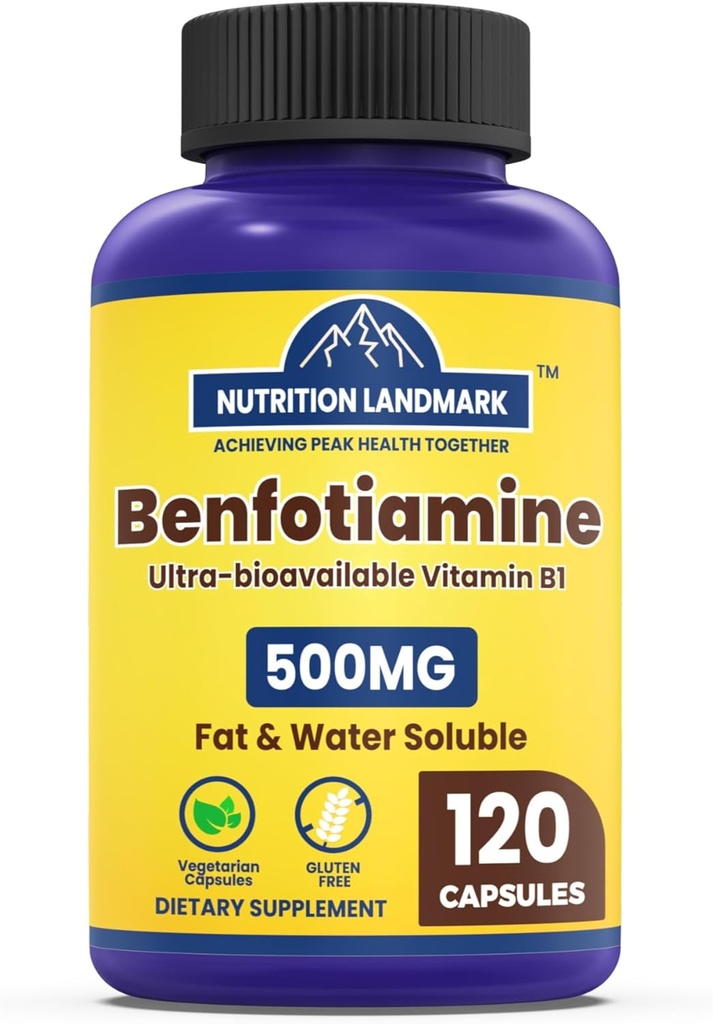 ビタミンB1 Benfotiamine、サービングあたりの500mg、120カプセル、脂肪及び水溶性のビタミンB1、グルテンフリー、非GMO、ベジタリアン