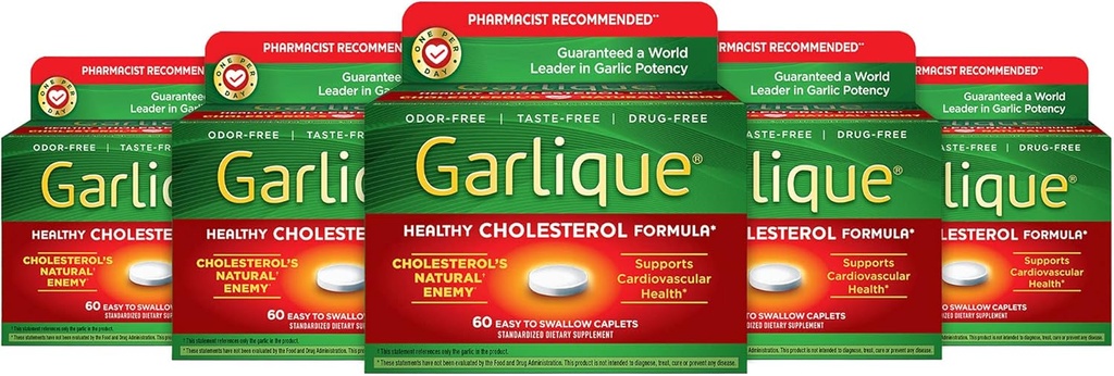 アリシンの5000のmcgのGarliqueの健康なコレステロールの方式、60の Enteric上塗を施してあるカプレット(5のパック)