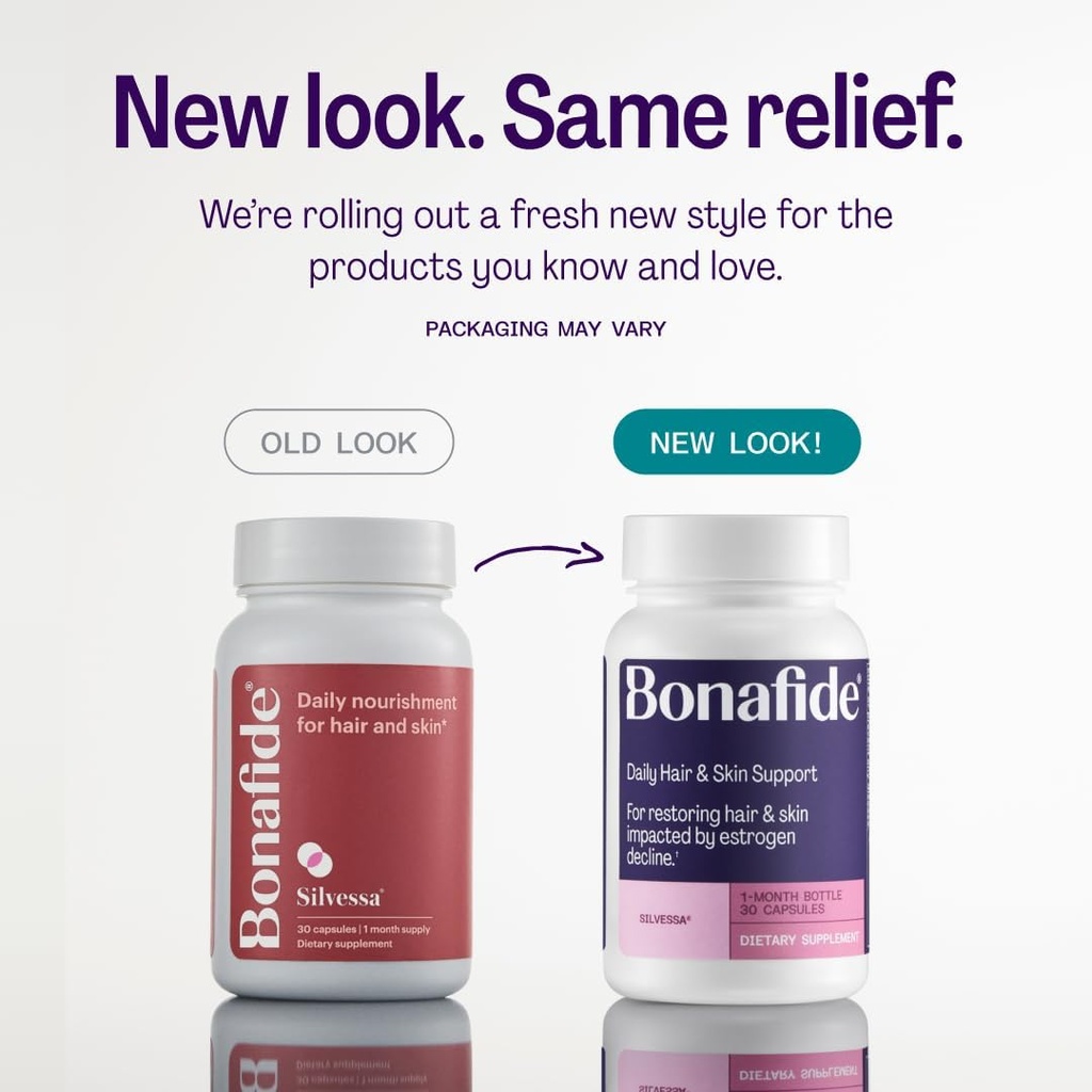 Bonafide Silvessa Hair & Skin Support Capsules - ホルモンフリー、Menopause - 30 Day Supply(30カプセル)のヘア&スキンのためのドラッグフリーデイリー栄養