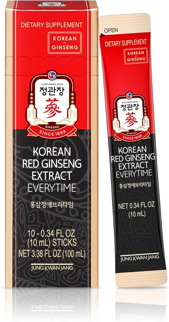 Jung Kwan Jangの韓国の赤いGinsengのエキスの毎回3000mg  砂糖の自由なエネルギー補足、Ginsengの茶、韓国の食糧 エネルギー ブースト、スタミナ  10の計算